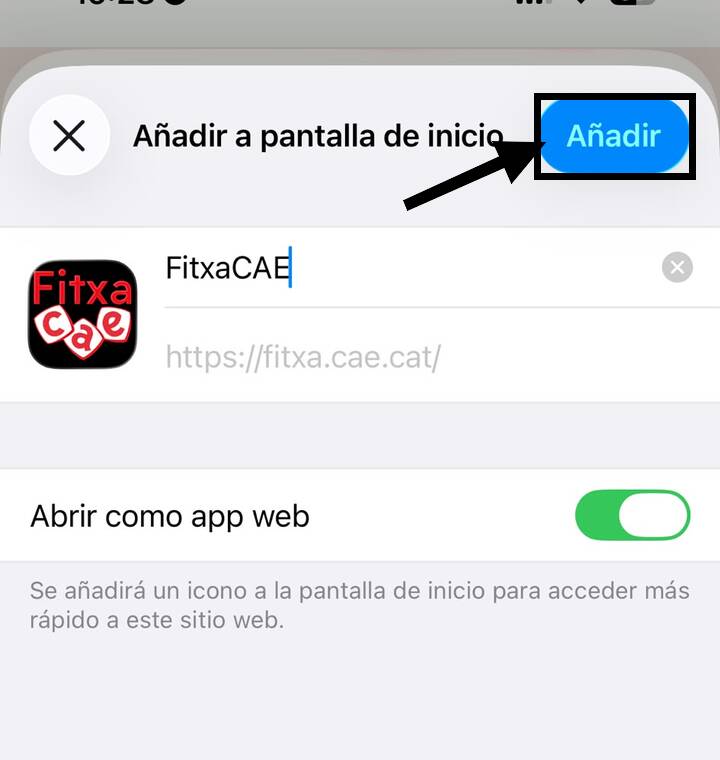 Captura del pas 5: Confirma amb Añadir