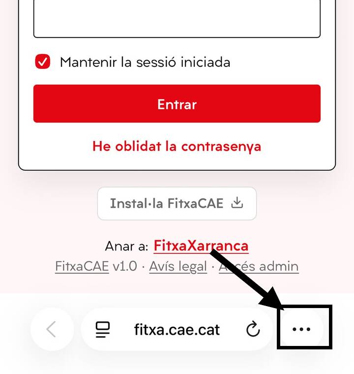 Captura del pas 1: Obre el menú del navegador